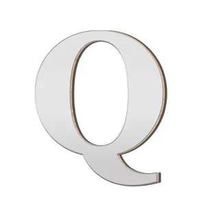Houten acryl spiegeloppervlak 3D letter Q muursticker voor huisdecoratie detail