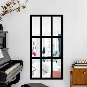 Acrylic mirror wall sticker fake window design black frame modern home decor for living room