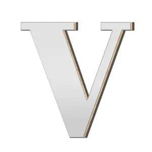 3D acryl spiegel houten letter V muursticker huisdecoratie gepersonaliseerd alfabet bord