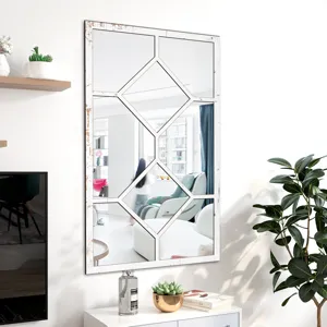 Decorative wooden acrylic mirror wall sticker fake window for home living room bedroom decor.