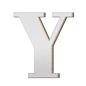Gedetailleerd overzicht 3D acryl spiegel letter Y houten muursticker huisdecoratie
