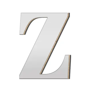 Acryl spiegel houten letter Z decor close-up, 3D muursticker accent voor thuis.