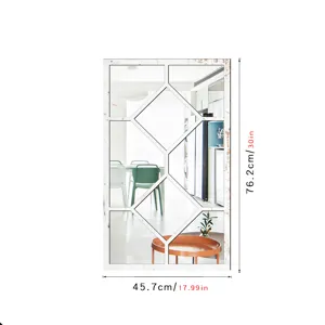 Wooden acrylic mirror wall sticker fake window decorative for living room bedroom home decor 30in
