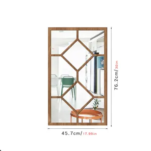 Wooden acrylic mirror wall sticker fake window for living room bedroom office home decor details.