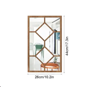Wooden acrylic mirror wall sticker fake window design for living room bedroom home decor