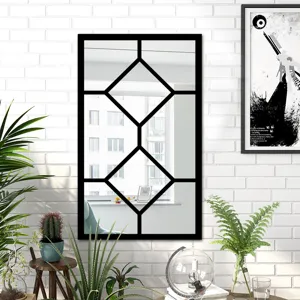 Decorative black geometric frame mirror wall sticker for living room bedroom home decor details
