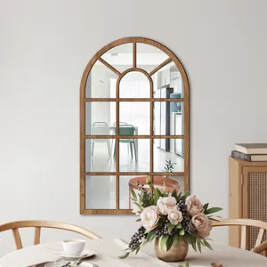 Arched wooden acrylic window mirror wall sticker for living room bedroom home decor.