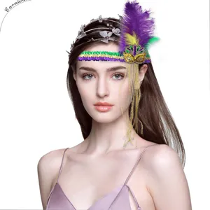 Karneval Feder Haarnadel Rio Party Kostüm Kopfschmuck mit Perlen Quasten für Damen.