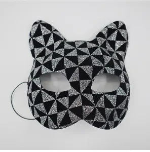 Halloween feest masker kattenoor half gezicht masker met glitter geometrisch patroon.