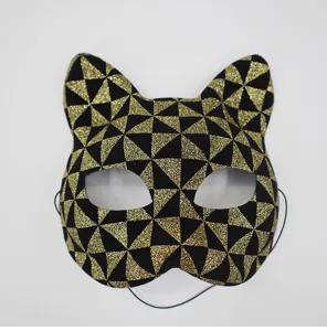 Zwarte gouden glitter katten masker voor Halloween feest masquerade kostuum carnavalskleding
