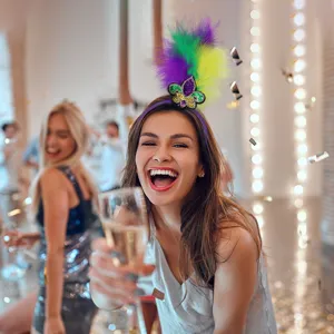 Mardi Gras Karneval Party Pailletten Feder Stirnband Brasilianische Maskerade Clown Kostüm Requisite Kopfschmuck Für Festival Damen Herren