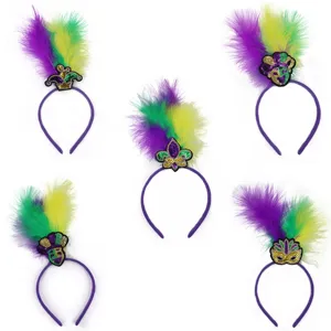 Karneval Feder Haarreif Pailletten Party Haarband Mardi Gras Festival Kopfschmuck Set
