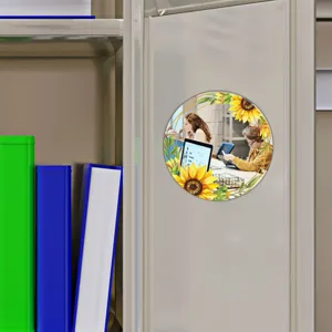 Espejo magnético para taquilla con girasol, bonita decoración para escuela y gimnasio.