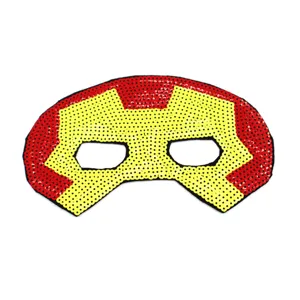 Máscara de lentejuelas para niños disfraz de superhéroe máscara roja amarilla para actuaciones