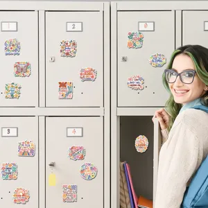 Cute floral motivational locker magnets set, decorative magnetic stickers for fridge and office.