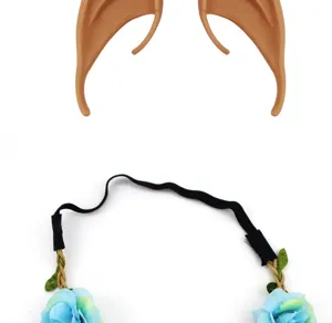 Elfenohren Blumen Haarreif Detailansicht, perfekte COS Requisiten fur Halloween Party Kostum.