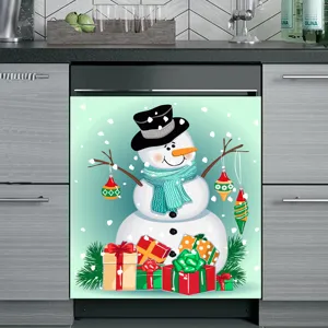 Weihnachten Schneemann Geschirrspüler Magnet Abdeckung Aufkleber für Küche Kühlschrank.