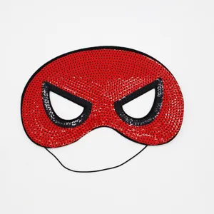 Mascara de ojos de superheroe con lentejuelas rojas para fiesta de disfraces infantiles.