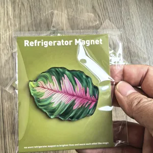 Aimant de réfrigérateur en acrylique feuillage plante tropicale décoration maison autocollant