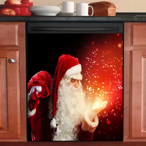 Weihnachten Spuelmaschine magnetische Abdeckung Aufkleber Santa Kueche Geraet Dekoration
