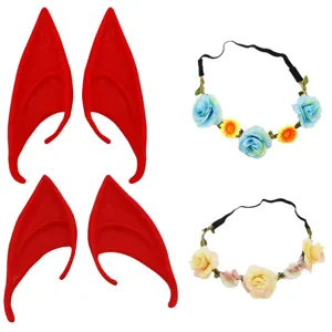 Elfenohren und Blumenkranz Set für Cosplay, Halloween Party und Feen Verkleidung.
