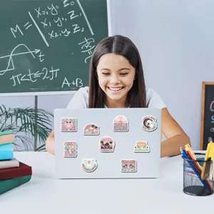 Cute summer magnetic stickers for lockers and refrigerators, vibrant beach designs.