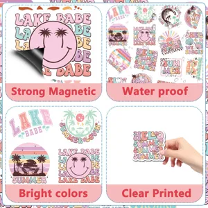 Cute summer retro fridge magnets decorative magnetic stickers for locker home decor waterproof
