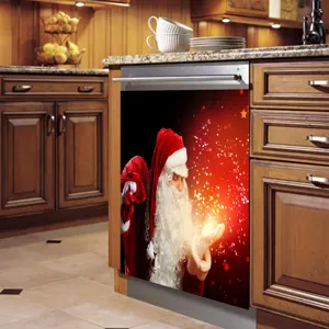 Weihnachten Geschirrspüler Abdeckung magnetischer Aufkleber Weihnachtsmann Küchen Deko