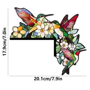 Adesivo per angolo porta colibri in vetro colorato decalcomania murale floreale