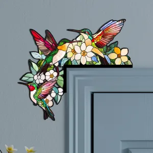 Adesivo per angolo porta colibrì in vetro colorato fiore decorazione murale casa 1pz