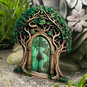Sprookjes boomdeur tuindecoratie, buiten hars of hout elfenhuis miniatuur tuindecoratie.
