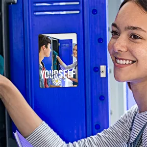 Espejo magnético para taquilla escolar o gimnasio decoración con texto personalizado.
