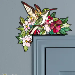 Adesivo per angolo porta colibrì in vetro colorato arte murale floreale decorazione casa
