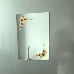 Espejo decorativo de acrílico para taquilla con bonitos estampados de girasoles para escuela.