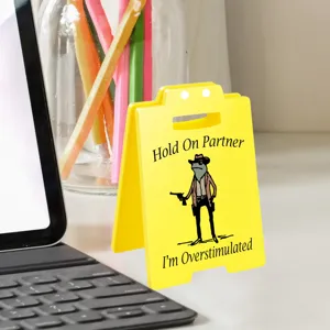 Funny office desk acrylic sign ornament with cowboy frog graphic and funny quote gift.