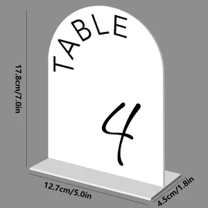 Acrylic arch table number sign with base for wedding party event decor 17.8cm
