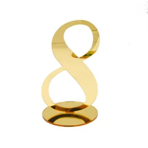 Gold acrylic table number 8 sign for wedding party restaurant decor seating display piece