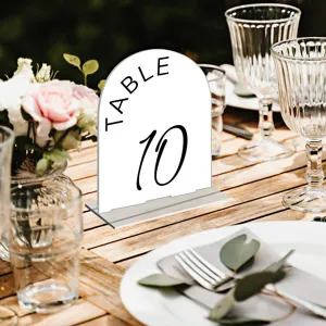 Acrylic arched table number sign with base for wedding party event table decor set