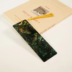 Acrylic dragon pattern bookmark with gold tassel, light-transmitting student stationery craft item