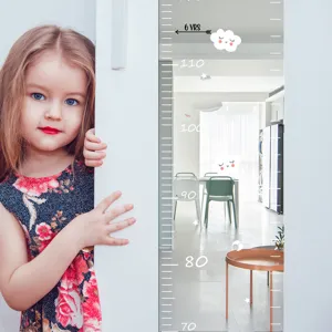 Acrylic height sticker for kids room wall decor, growth chart detail view showing numbers.