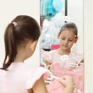 Acrylic mirror height chart wall sticker for kids room growth measure and nursery decoration.