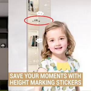 Acrylic height growth wall sticker for kids room, mirror surface height measurement ruler.