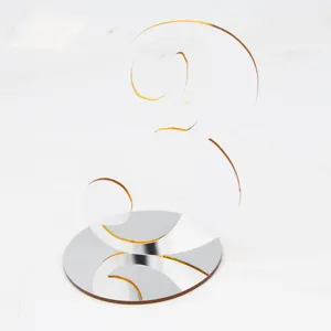 Clear acrylic number 3 table sign detail shot, perfect for wedding seating and parties.