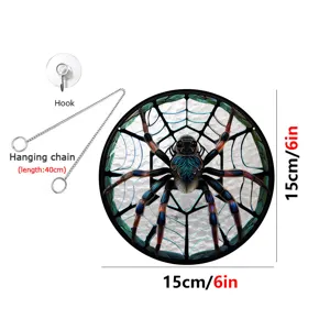 Acrylic Stained Glass Spider Window Suncatcher Hanging Ornament With Chain 15cm New