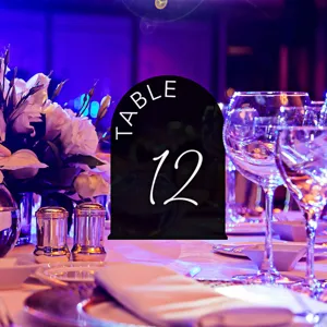 Acrylic wedding table number sign arch tabletop decor for party banquet event settings.