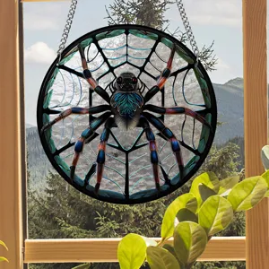 Acrylic Stained Glass Spider Window Hanging Suncatcher Pendant for Indoor Wall Decor