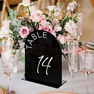 Black acrylic wedding table number sign arch shape table decor event reception centerpiece