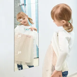 Acrylic mirror height growth chart wall sticker for kids room, clear measuring scale decor.