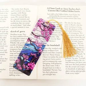 Stunning stained glass floral acrylic bookmark with golden tassel for book lovers reading