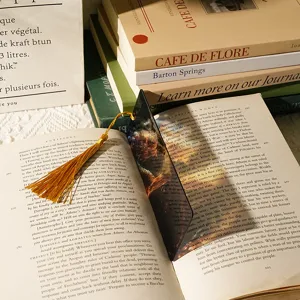 Translucent dragon pattern 1mm acrylic bookmark with gold tassel, ideal for reading and stationery.